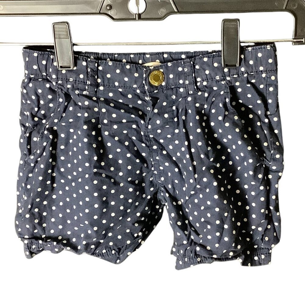 H & M Shorts Girls Blue‎ White Polka Dots Cotton Adjustable Waist 4-5 Yrs